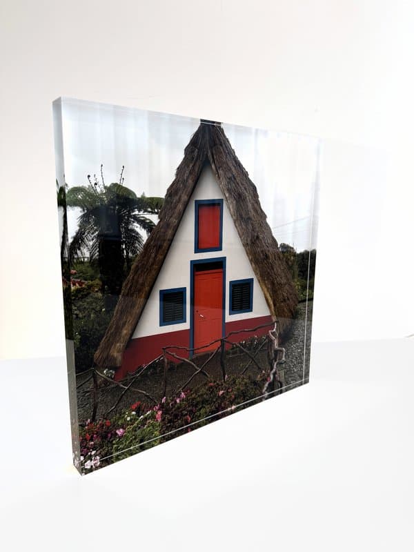 Bloco de acrílico personalizado com Casa Madeirense no estilo Natural