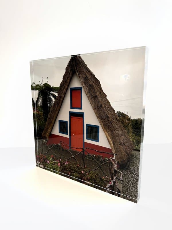 Bloco de acrílico personalizado com Casa Madeirense no estilo Natural
