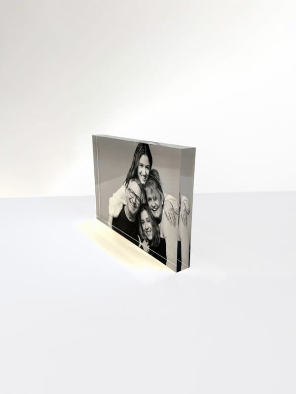 Bloco de acrílico personalizado com Retrato de família no estilo Preto e Branco