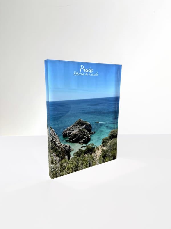 Bloco de acrílico personalizado com Praia Ribeira do Cavalo no estilo Natural