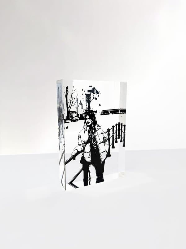 Bloco de acrílico personalizado com Amesterdão no estilo Gravura Artística