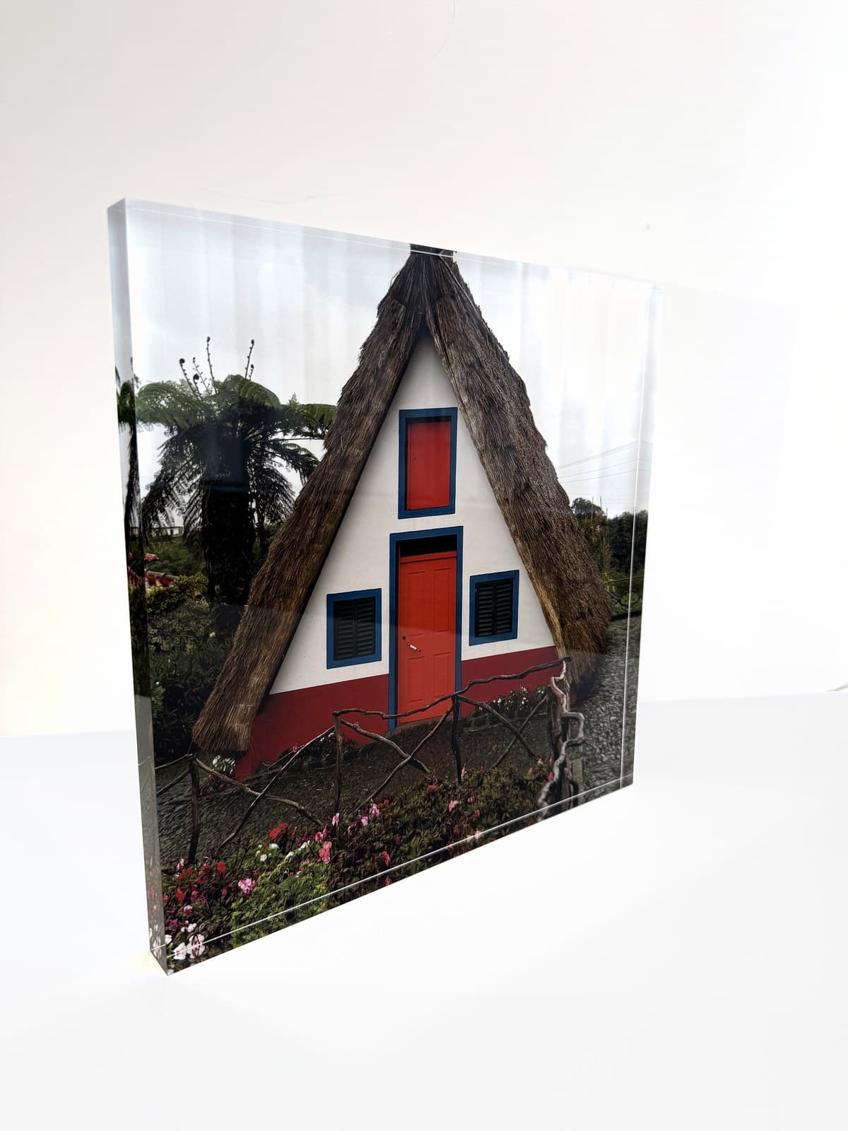 Bloco de acrílico personalizado com Casa Madeirense no estilo Natural