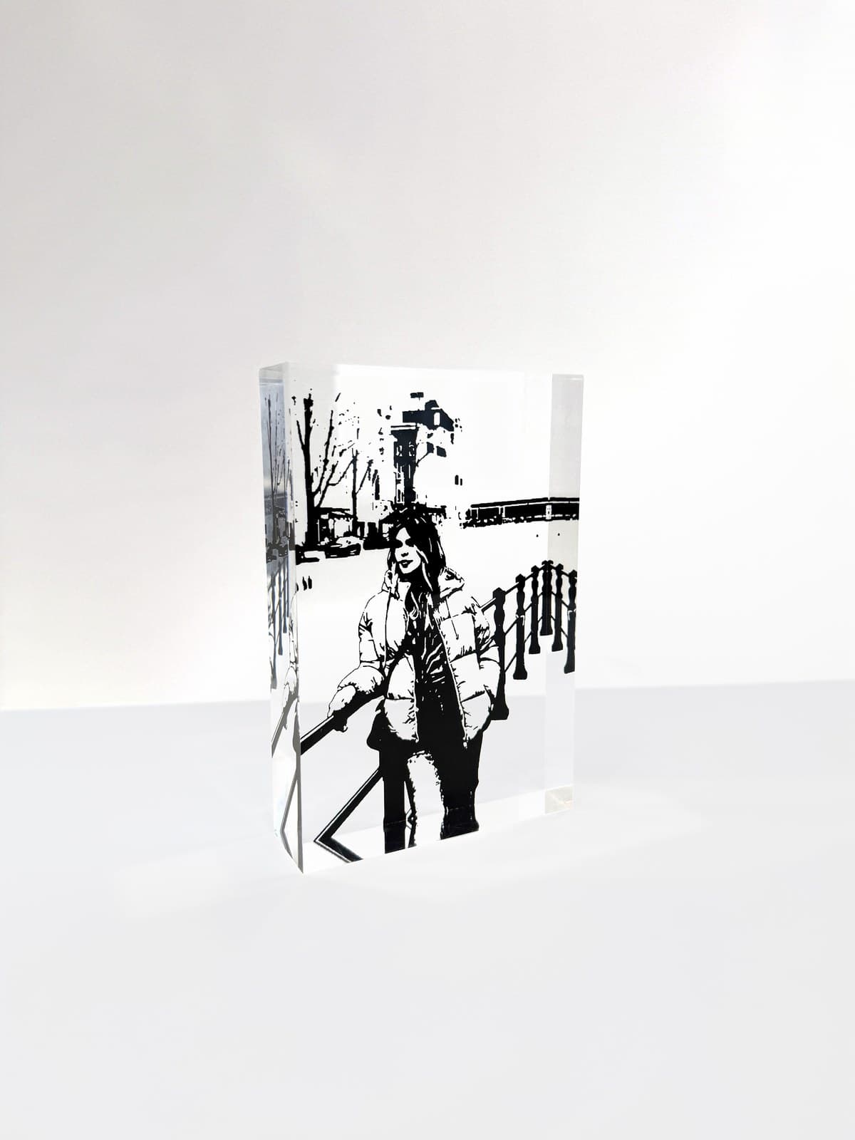 Bloco de acrílico personalizado com Amesterdão no estilo Gravura Artística